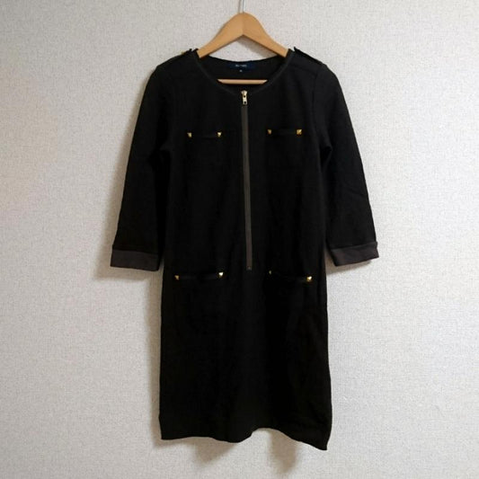 マカフィー MACPHEE ワンピース ひざ丈スカート ウール/ハーフジップ/スタッズ 38 無地 カーキ / カーキ /  レディース USED 古着 中古 10036470