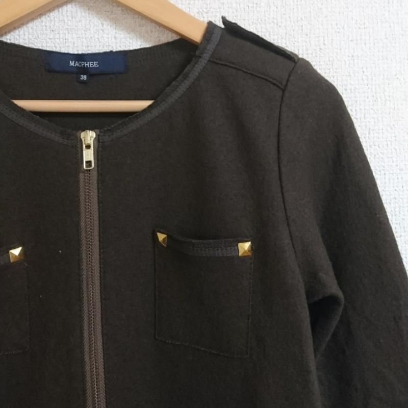 マカフィー MACPHEE ワンピース ひざ丈スカート ウール/ハーフジップ/スタッズ 38 無地 カーキ / カーキ /  レディース USED 古着 中古 10036470