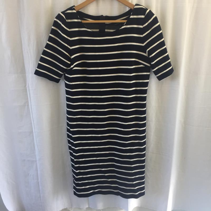 バナナリパブリック BANANA REPUBLIC ワンピース ひざ丈スカート M ボーダー柄 紺 / ネイビー /  レディース USED 古着 中古 10036510
