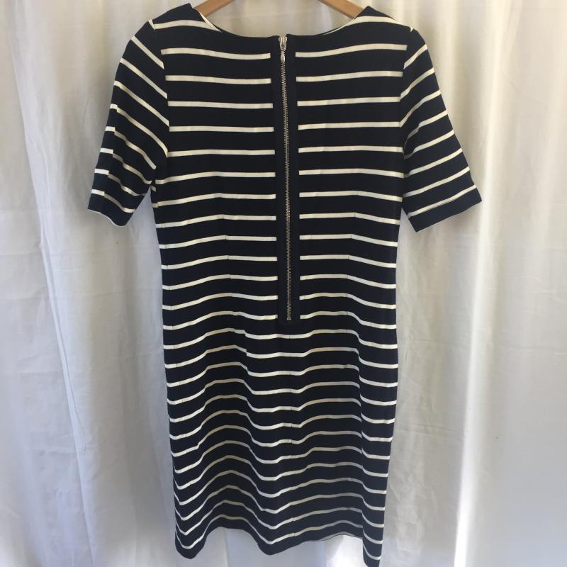 バナナリパブリック BANANA REPUBLIC ワンピース ひざ丈スカート M ボーダー柄 紺 / ネイビー /  レディース USED 古着 中古 10036510
