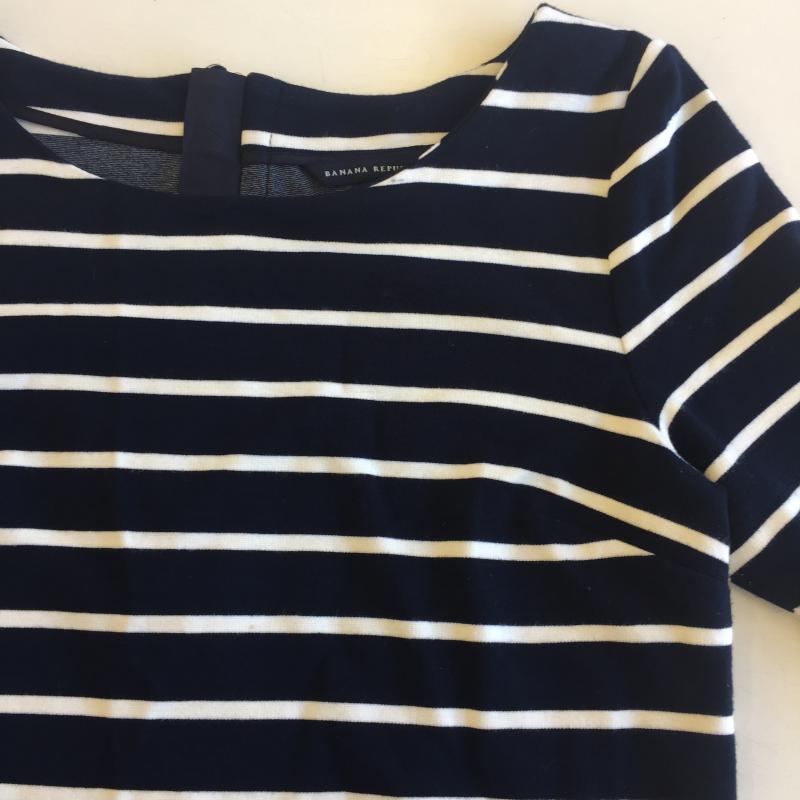 バナナリパブリック BANANA REPUBLIC ワンピース ひざ丈スカート M ボーダー柄 紺 / ネイビー /  レディース USED 古着 中古 10036510