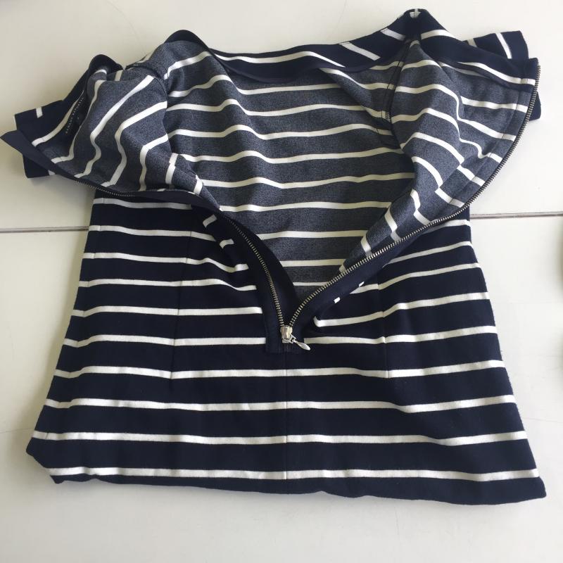 バナナリパブリック BANANA REPUBLIC ワンピース ひざ丈スカート M ボーダー柄 紺 / ネイビー /  レディース USED 古着 中古 10036510