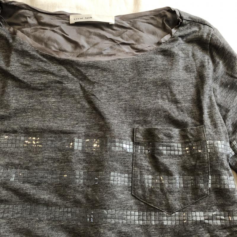 サカイ ラック sacai luck ワンピース ミニスカート カットソーワンピース　リネン混 2 無地 X  灰 / グレー /  レディース USED 古着 中古 10036529