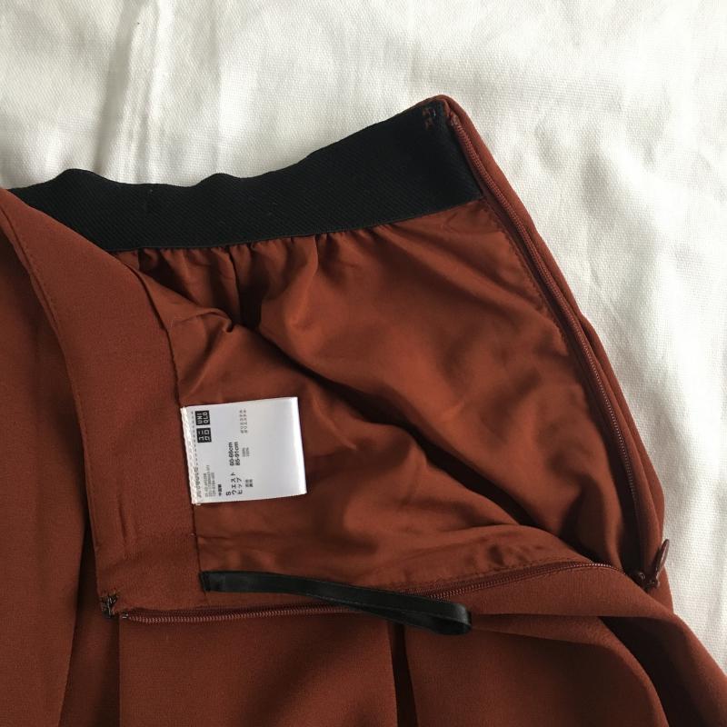ユニクロ UNIQLO スカート ひざ丈スカート ギャザースカート S 無地 えんじ / ワインレッド /  レディース USED 古着 中古 10036543