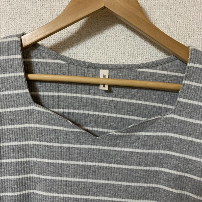 ロイヤルパーティー ROYAL PARTY カットソー 七分袖 FREE ストライプ 灰 / グレー / X 白 / ホワイト /  レディース USED 古着 中古 10036584