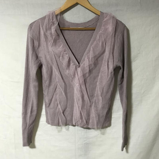 ミスティウーマン mysty woman カーディガン 長袖 M 無地 紫 / パープル /  レディース USED 古着 中古 10036585