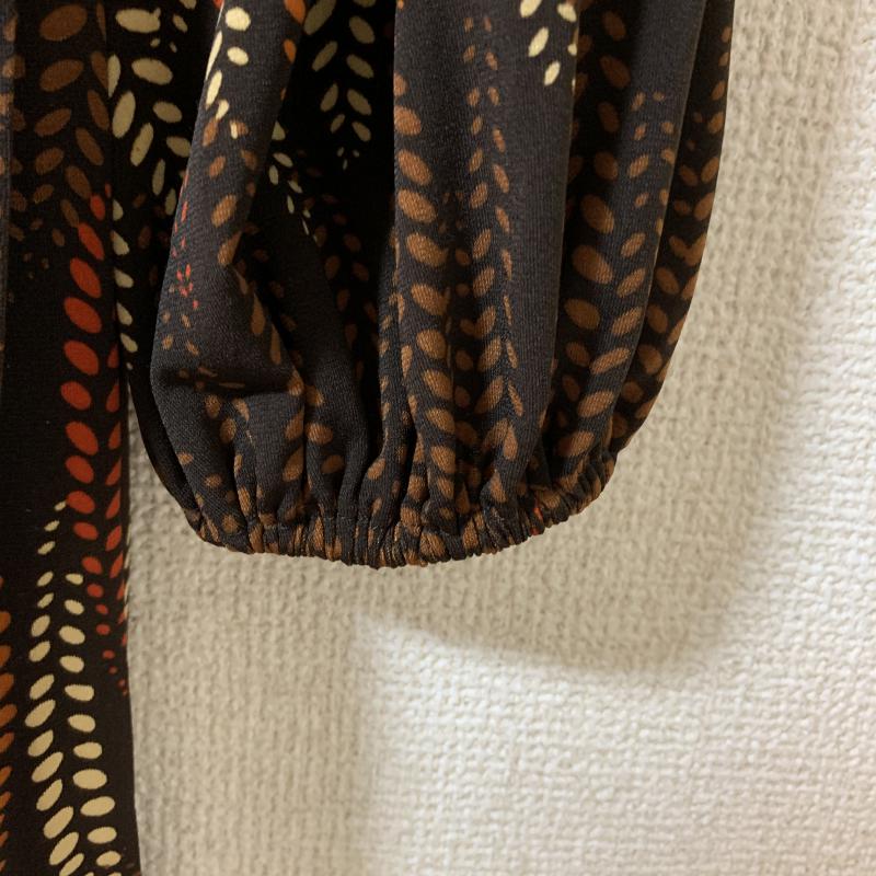 ランドリーバイシェリーシーガル LAUNDRYBYSHELLISEGAL ワンピース ひざ丈スカート リボンベルト 4 幾何柄 茶 / ブラウン / X 橙 / オレンジ / X 白 / ホワイト /  レディース USED 古着 中古 10036615