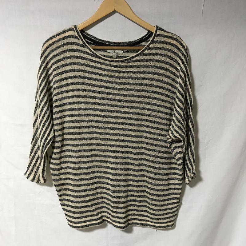 ザラ ZARA TRAFALUC カットソー 長袖 S ボーダー柄 黒 / ブラック / X ベージュ / ベージュ /  レディース USED 古着 中古 10036694