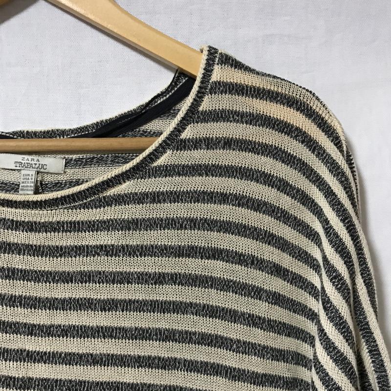 ザラ ZARA TRAFALUC カットソー 長袖 S ボーダー柄 黒 / ブラック / X ベージュ / ベージュ /  レディース USED 古着 中古 10036694