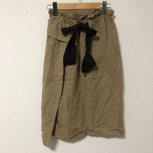 ザラベーシック ZARA BASIC スカート ひざ丈スカート リネン混 XS 無地 黒 / ブラック / X 茶 / ブラウン /  レディース USED 古着 中古 10036766