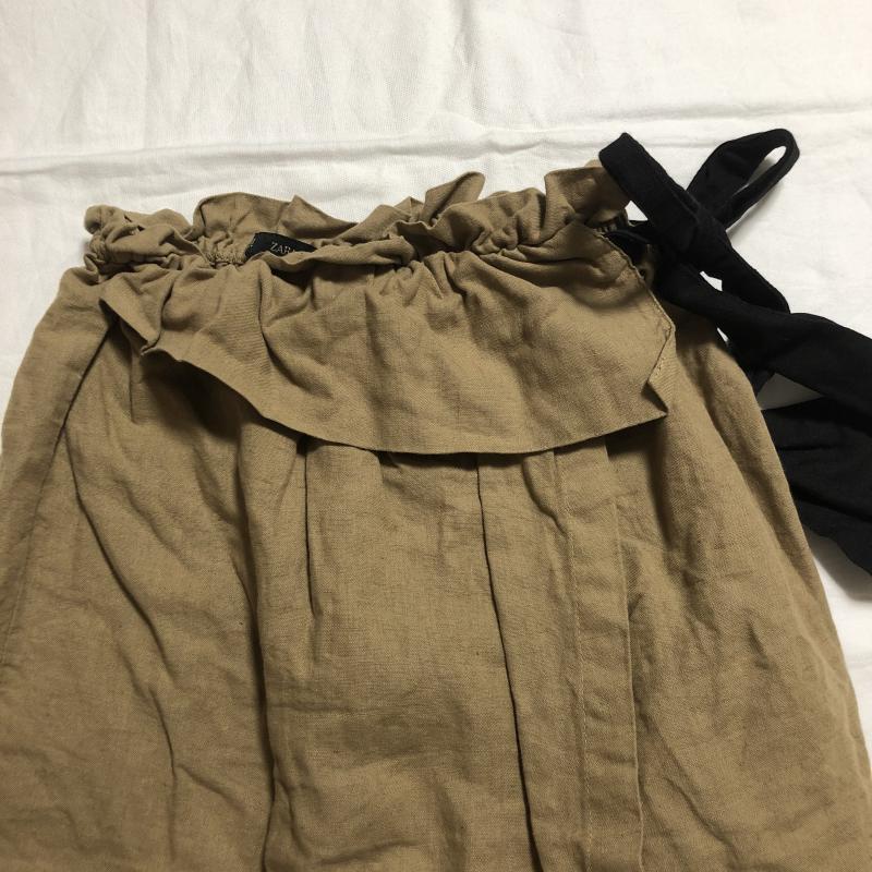 ザラベーシック ZARA BASIC スカート ひざ丈スカート リネン混 XS 無地 黒 / ブラック / X 茶 / ブラウン /  レディース USED 古着 中古 10036766