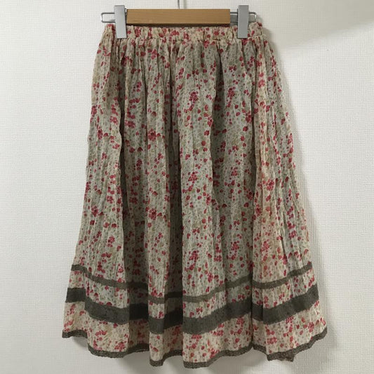 ジ エンポリアム THE EMPORIUM スカート ひざ丈スカート M 花柄 ベージュ / ベージュ / X カーキ / カーキ / X 赤 / レッド /  レディース USED 古着 中古 10036791