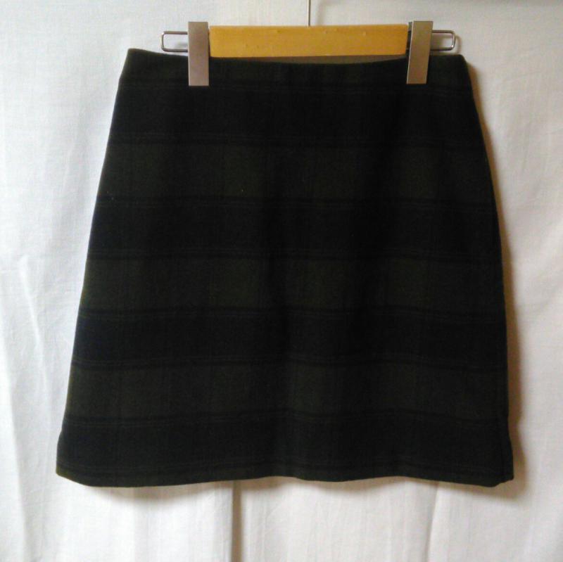 ユニクロ UNIQLO スカート ミニスカート チェック 黒 / ブラック / X 緑 / グリーン /  レディース USED 古着 中古 10036794
