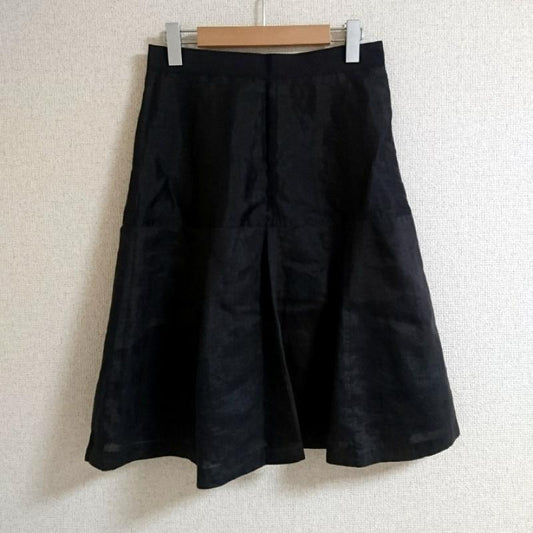ミラ・ショーン mila schon スカート ひざ丈スカート リネン混 40 無地 黒 / ブラック /  レディース USED 古着 中古 10036933