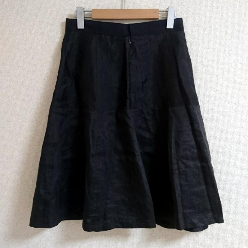 ミラ・ショーン mila schon スカート ひざ丈スカート リネン混 40 無地 黒 / ブラック /  レディース USED 古着 中古 10036933