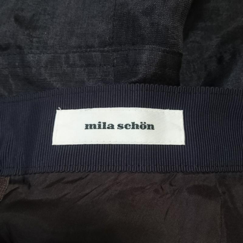 ミラ・ショーン mila schon スカート ひざ丈スカート リネン混 40 無地 黒 / ブラック /  レディース USED 古着 中古 10036933