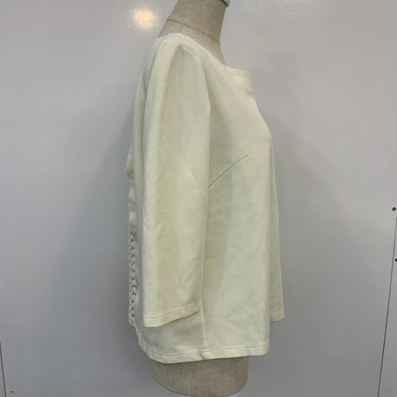 ユナイテッドアローズ UNITED ARROWS カットソー 七分袖 無地 レース 無地 X レース柄 白 / ホワイト / X アイボリー / アイボリー /  レディース USED 古着 中古 10037123