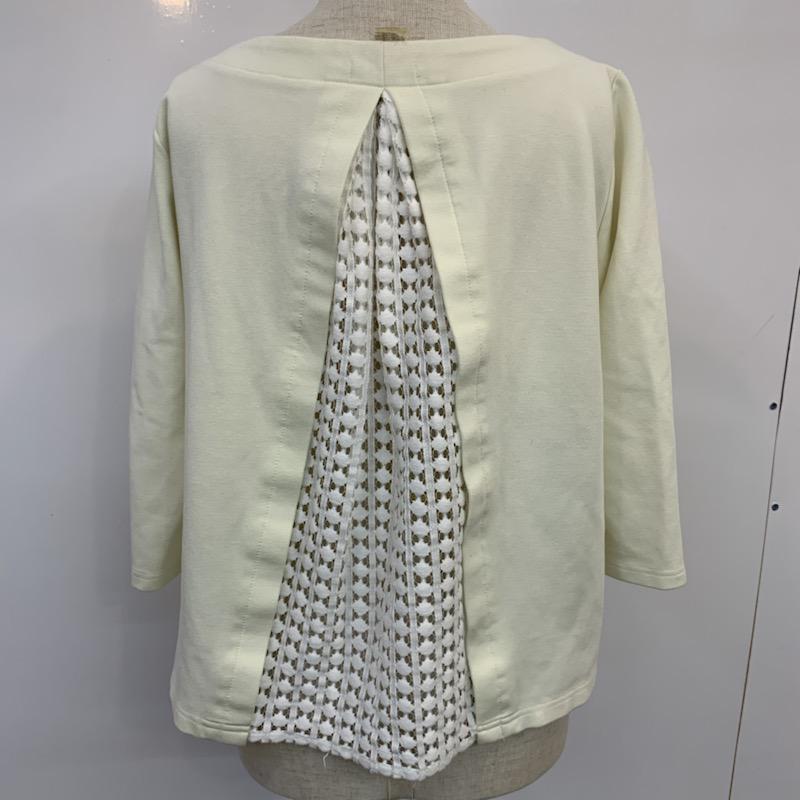 ユナイテッドアローズ UNITED ARROWS カットソー 七分袖 無地 レース 無地 X レース柄 白 / ホワイト / X アイボリー / アイボリー /  レディース USED 古着 中古 10037123