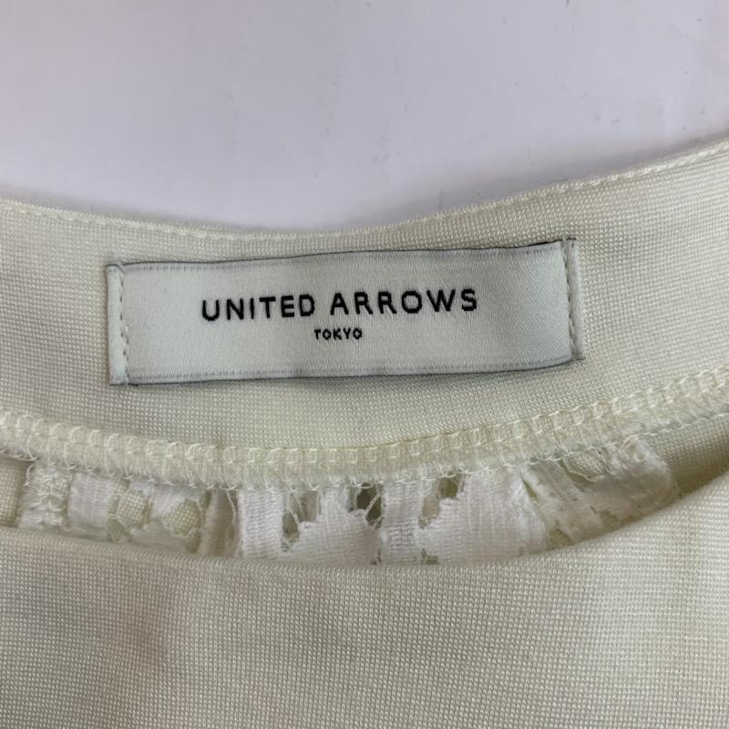 ユナイテッドアローズ UNITED ARROWS カットソー 七分袖 無地 レース 無地 X レース柄 白 / ホワイト / X アイボリー / アイボリー /  レディース USED 古着 中古 10037123