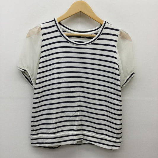 ローリーズファーム LOWRYS FARM カットソー 半袖 M ボーダー柄 白 / ホワイト / X 紺 / ネイビー /  レディース USED 古着 中古 10037452