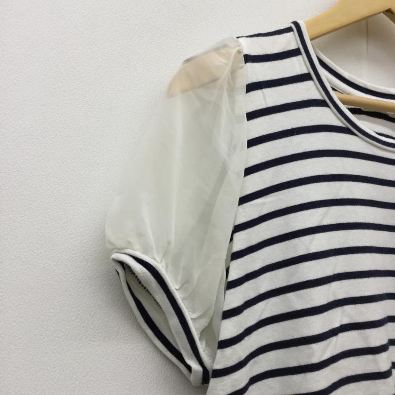 ローリーズファーム LOWRYS FARM カットソー 半袖 M ボーダー柄 白 / ホワイト / X 紺 / ネイビー /  レディース USED 古着 中古 10037452