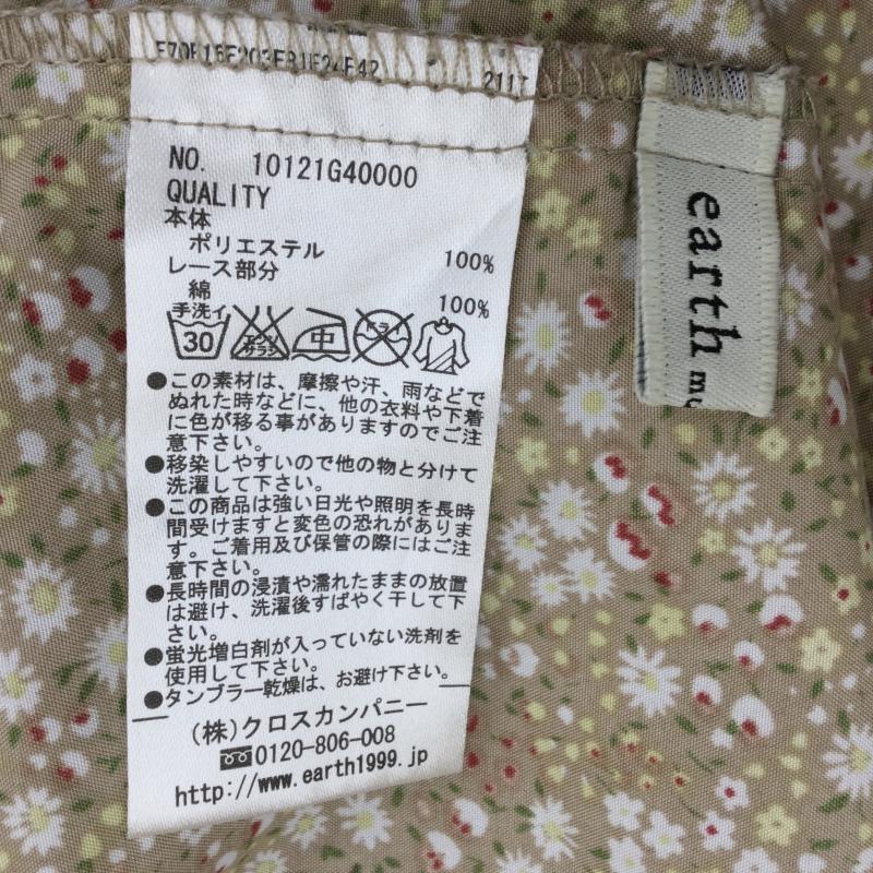 アースミュージックアンドエコロジー earth music&ecology カットソー 長袖 花柄 茶 / ブラウン /  レディース USED 古着 中古 10038340