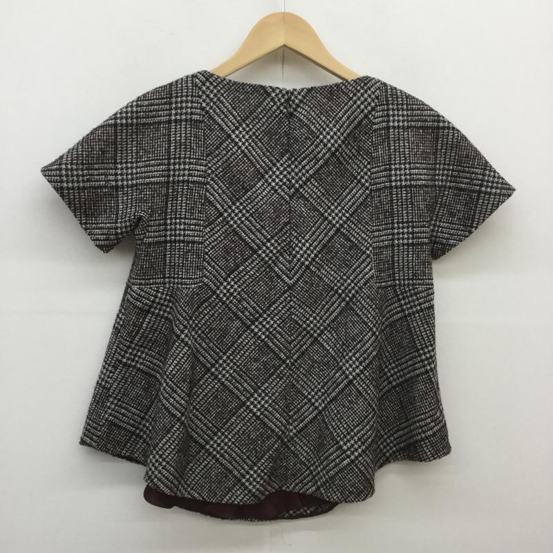 カルヴェン CARVEN カットソー 半袖 38 チェック 白 / ホワイト / X 黒 / ブラック / X えんじ / ワインレッド /  レディース USED 古着 中古 10038380