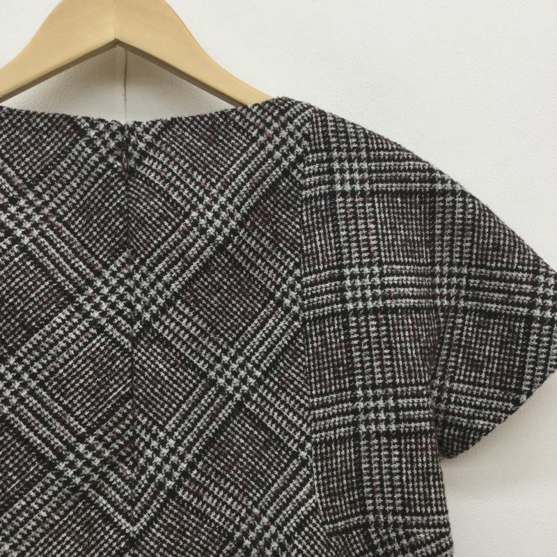 カルヴェン CARVEN カットソー 半袖 38 チェック 白 / ホワイト / X 黒 / ブラック / X えんじ / ワインレッド /  レディース USED 古着 中古 10038380