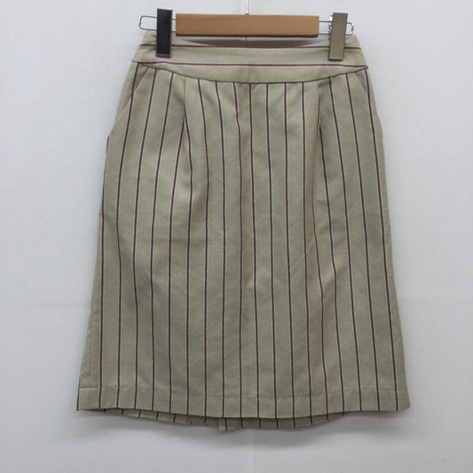 マジェスティックレゴン MAJESTIC LEGON スカート ミニスカート FREE ストライプ ベージュ / ベージュ / X えんじ / ワインレッド /  レディース USED 古着 中古 10038463