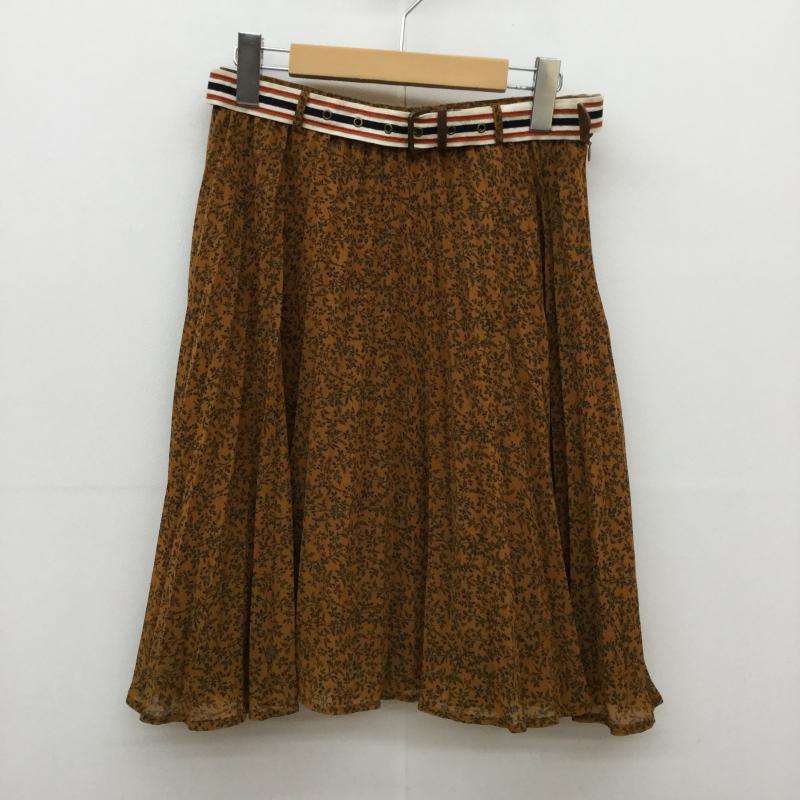 ジャーナルスタンダード JOURNAL STANDARD スカート ひざ丈スカート ベルト付き　プリーツスカート 36 総柄 橙 / オレンジ /  レディース USED 古着 中古 10038657