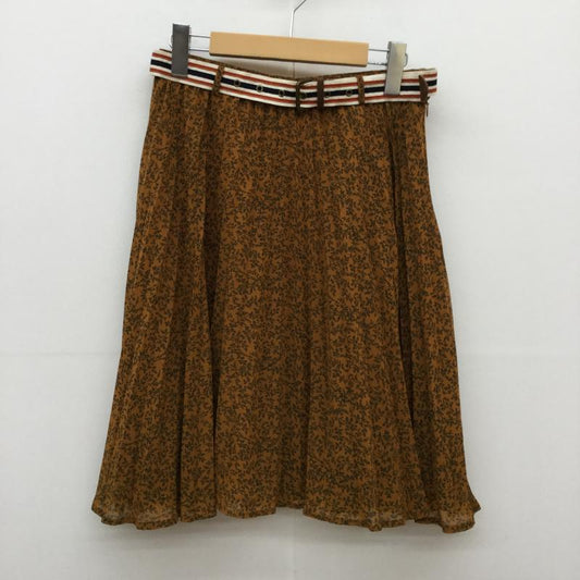 ジャーナルスタンダード JOURNAL STANDARD スカート ひざ丈スカート ベルト付き　プリーツスカート 36 総柄 橙 / オレンジ /  レディース USED 古着 中古 10038657