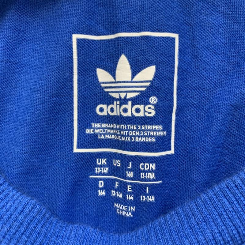 アディダス adidas Tシャツ 半袖 160cm プリント 青 / ブルー /  ボーイズ USED 古着 中古 10039267