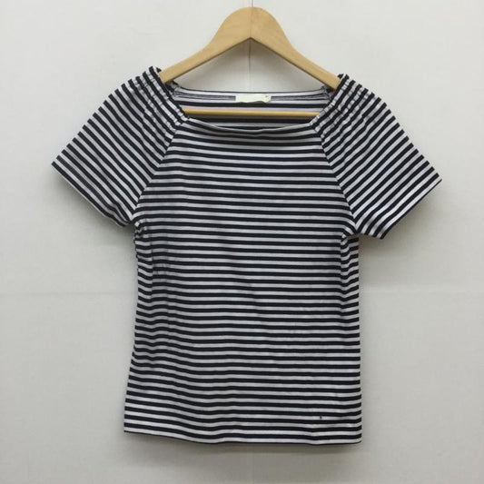 アースミュージックアンドエコロジー earth music&ecology カットソー 半袖 S ボーダー柄 白 / ホワイト / X 黒 / ブラック /  レディース USED 古着 中古 10039451