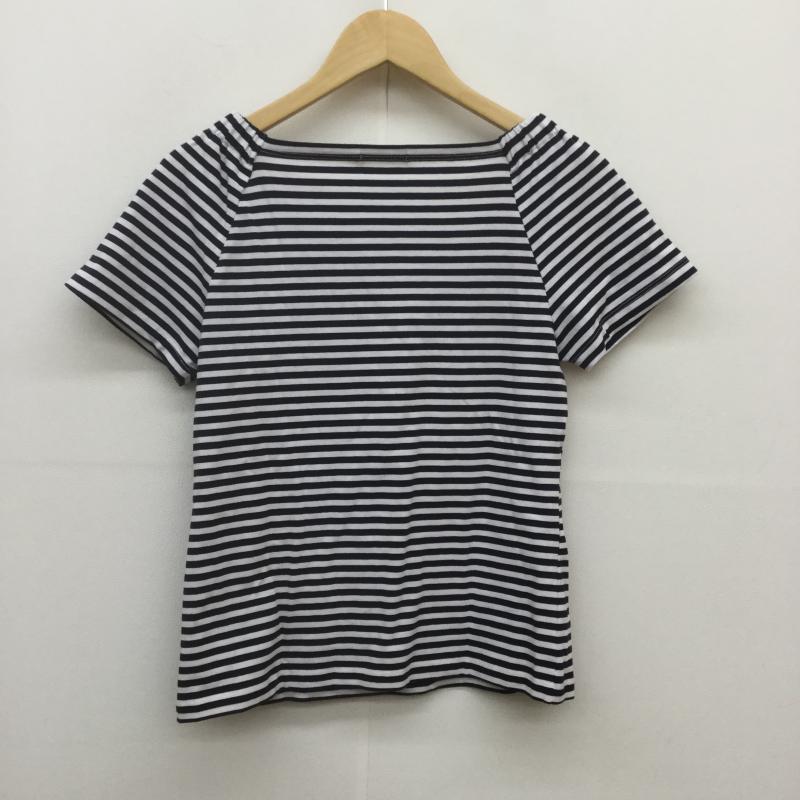 アースミュージックアンドエコロジー earth music&ecology カットソー 半袖 S ボーダー柄 白 / ホワイト / X 黒 / ブラック /  レディース USED 古着 中古 10039451