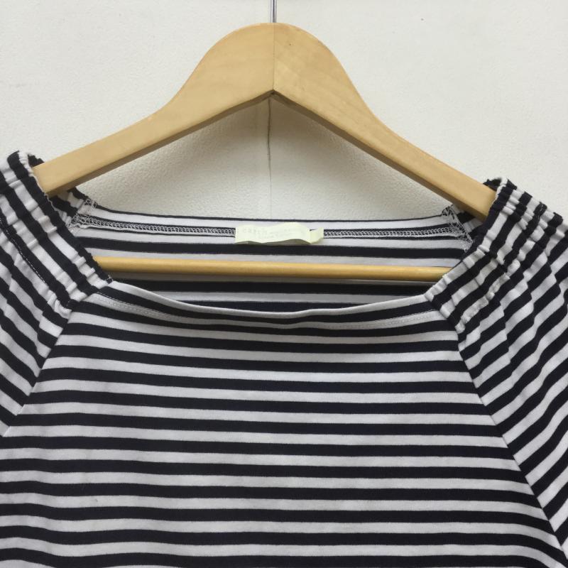 アースミュージックアンドエコロジー earth music&ecology カットソー 半袖 S ボーダー柄 白 / ホワイト / X 黒 / ブラック /  レディース USED 古着 中古 10039451