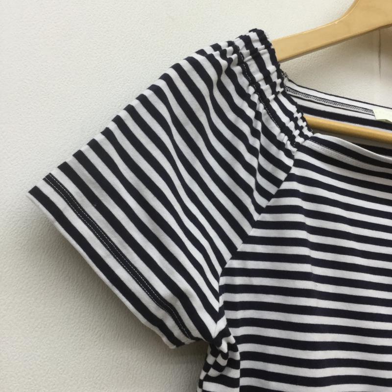 アースミュージックアンドエコロジー earth music&ecology カットソー 半袖 S ボーダー柄 白 / ホワイト / X 黒 / ブラック /  レディース USED 古着 中古 10039451