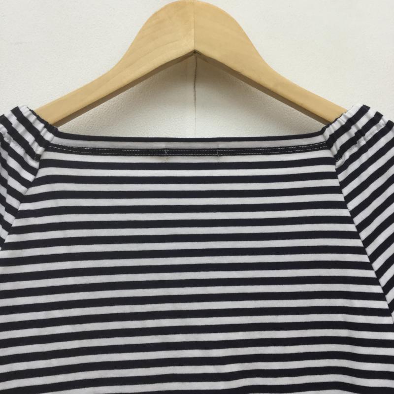アースミュージックアンドエコロジー earth music&ecology カットソー 半袖 S ボーダー柄 白 / ホワイト / X 黒 / ブラック /  レディース USED 古着 中古 10039451