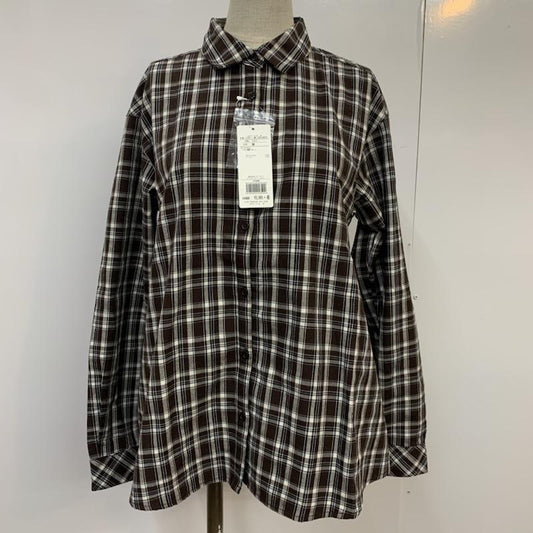 インデックス index シャツ、ブラウス 長袖 チェックシャツ タグ付 M チェック 茶 / ブラウン /  レディース USED 古着 中古 10039733