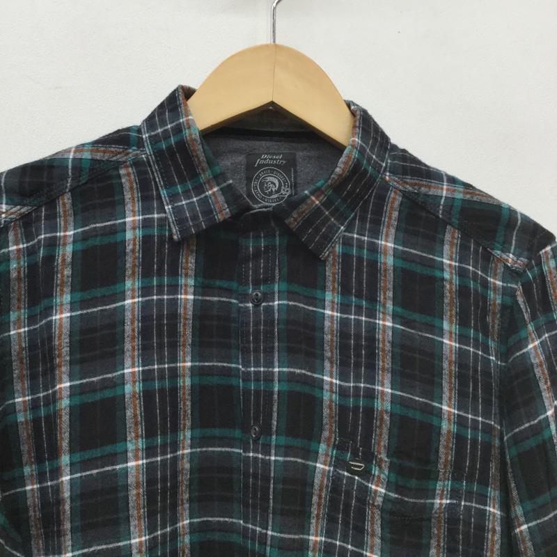 ディーゼル DIESEL シャツ、ブラウス 長袖 S チェック 白 / ホワイト / X 緑 / グリーン / X 橙 / オレンジ / X 黒 / ブラック /  メンズ USED 古着 中古 10040257