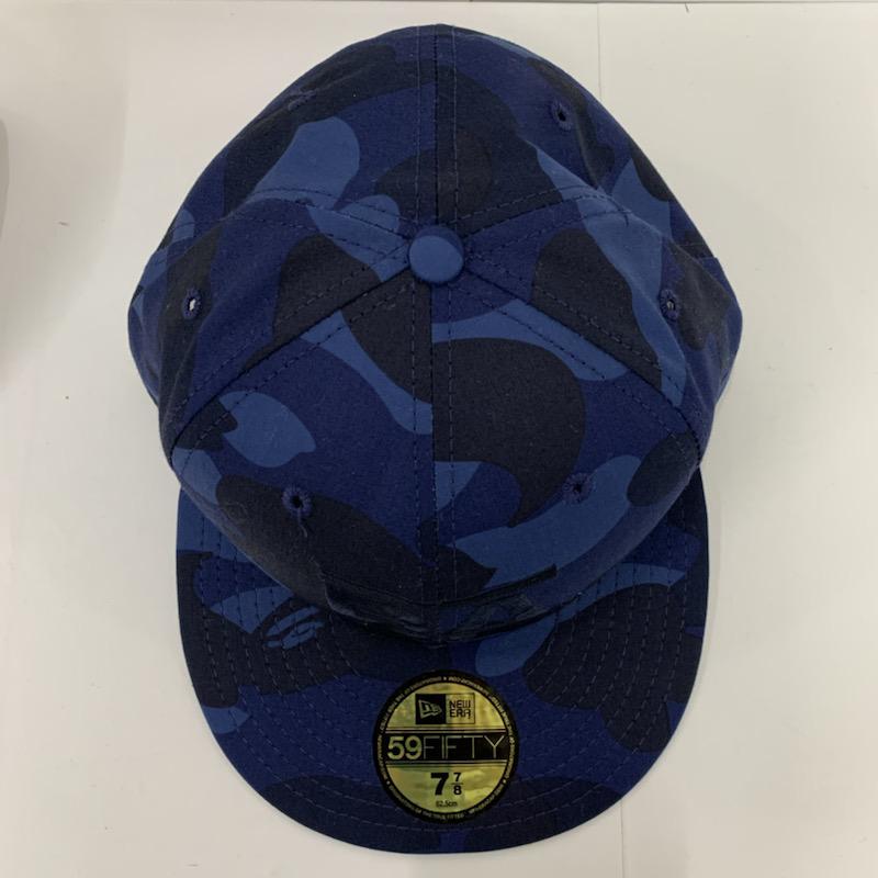 アベイシングエイプ A BATHING APE 帽子 キャップ NEW ERA カモフラージュ柄・迷彩 青 / ブルー /  メンズ USED 古着 中古 10040344