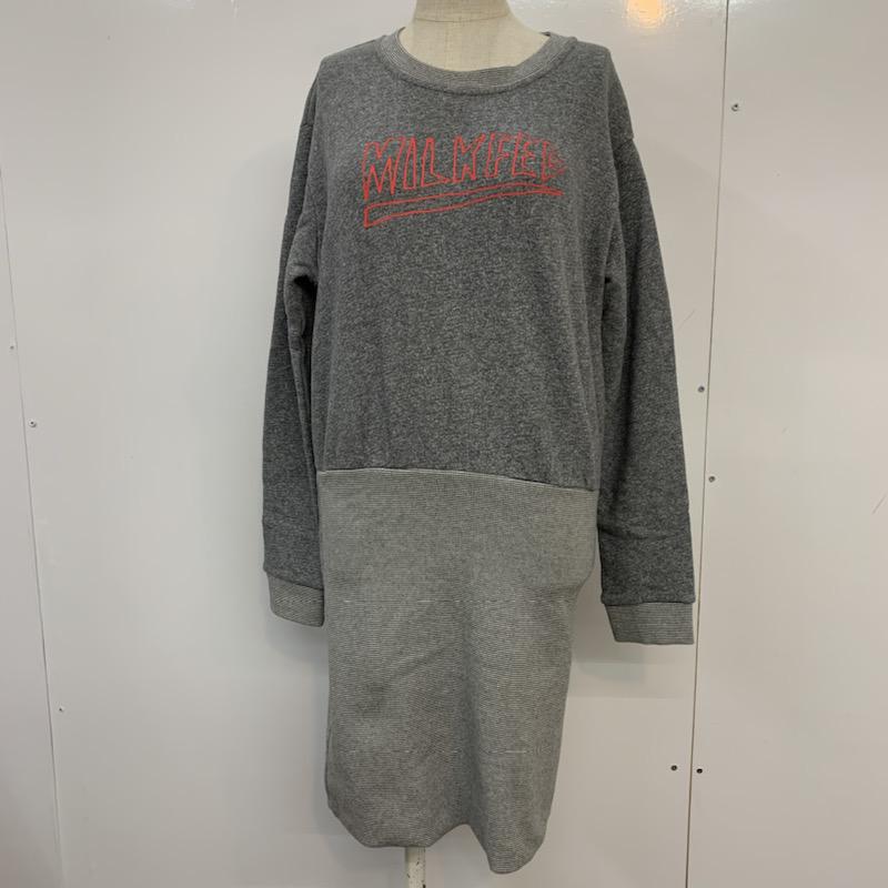 ミルクフェド MILKFED. ワンピース ひざ丈スカート ロゴ スウェット 切り替え S ロゴ、文字 灰 / グレー /  レディース USED 古着 中古 10040468