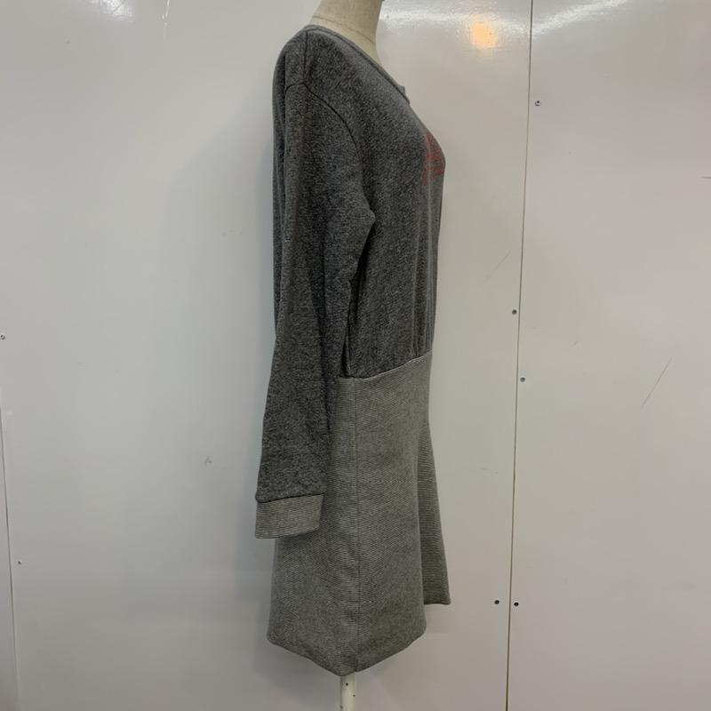 ミルクフェド MILKFED. ワンピース ひざ丈スカート ロゴ スウェット 切り替え S ロゴ、文字 灰 / グレー /  レディース USED 古着 中古 10040468