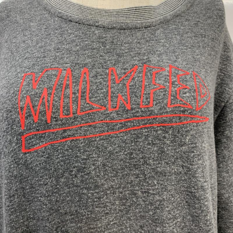ミルクフェド MILKFED. ワンピース ひざ丈スカート ロゴ スウェット 切り替え S ロゴ、文字 灰 / グレー /  レディース USED 古着 中古 10040468