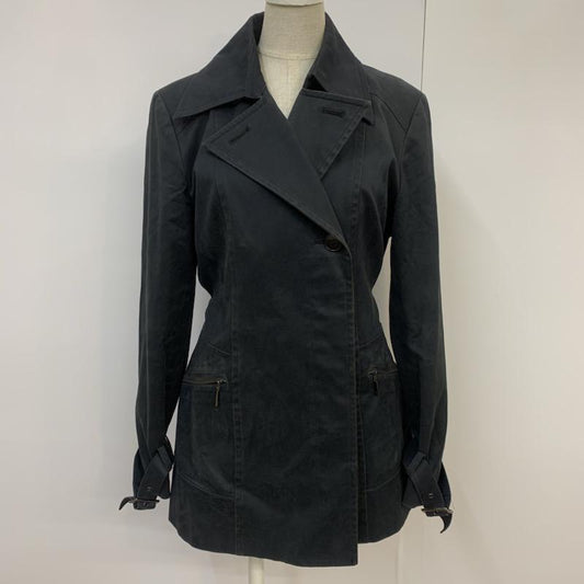 ミッシェル・クラン MICHEL KLEIN コート トレンチコート 40 無地 黒 / ブラック /  レディース USED 古着 中古 10040768