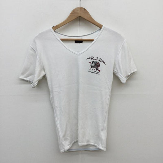 アールジェイビー R.J.B Tシャツ 半袖 THE FLAT HEAD ロゴ、文字 白 / ホワイト /  メンズ USED 古着 中古 10041146