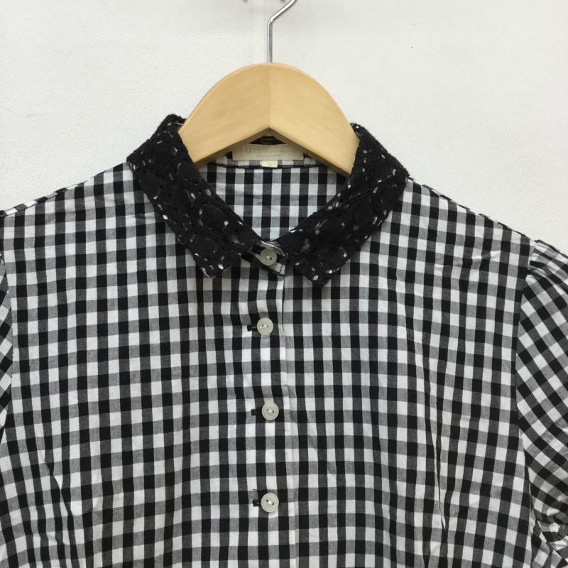 アースミュージックアンドエコロジー earth music&ecology ワンピース ひざ丈スカート ギンガムチェック半そでワンピース S チェック 白 / ホワイト / X 黒 / ブラック /  レディース USED 古着 中古 10041312