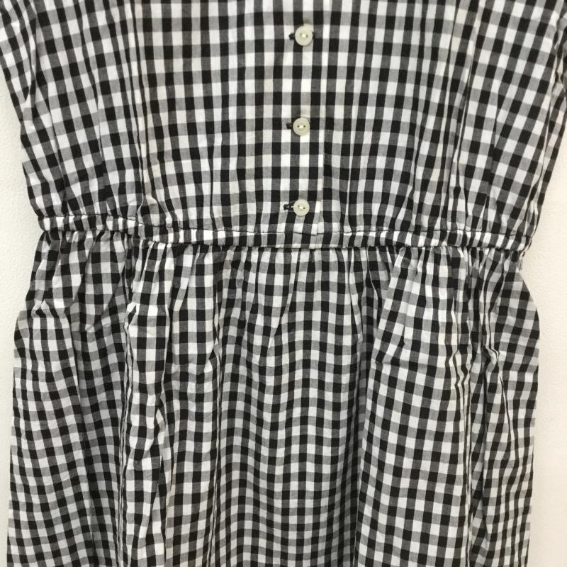 アースミュージックアンドエコロジー earth music&ecology ワンピース ひざ丈スカート ギンガムチェック半そでワンピース S チェック 白 / ホワイト / X 黒 / ブラック /  レディース USED 古着 中古 10041312