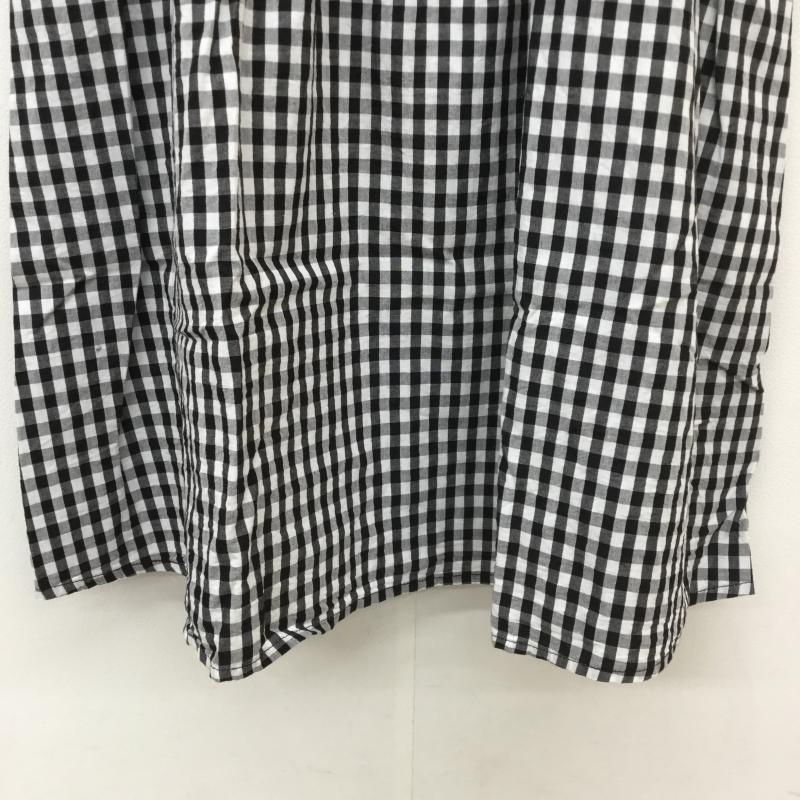 アースミュージックアンドエコロジー earth music&ecology ワンピース ひざ丈スカート ギンガムチェック半そでワンピース S チェック 白 / ホワイト / X 黒 / ブラック /  レディース USED 古着 中古 10041312