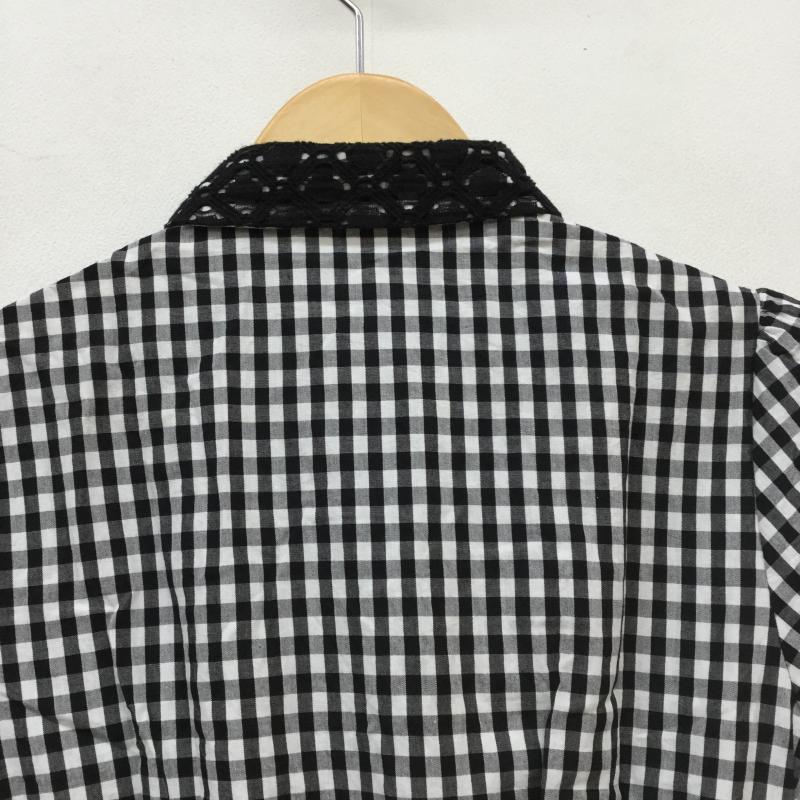 アースミュージックアンドエコロジー earth music&ecology ワンピース ひざ丈スカート ギンガムチェック半そでワンピース S チェック 白 / ホワイト / X 黒 / ブラック /  レディース USED 古着 中古 10041312