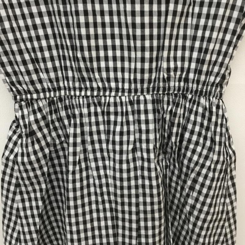 アースミュージックアンドエコロジー earth music&ecology ワンピース ひざ丈スカート ギンガムチェック半そでワンピース S チェック 白 / ホワイト / X 黒 / ブラック /  レディース USED 古着 中古 10041312